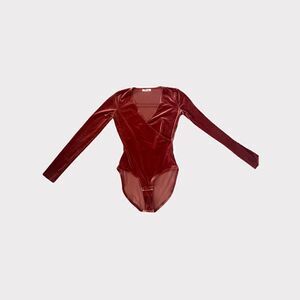 Madewell | EUC Women’s Burnt Orange Velvet Wrap Bodysuit Size XXS